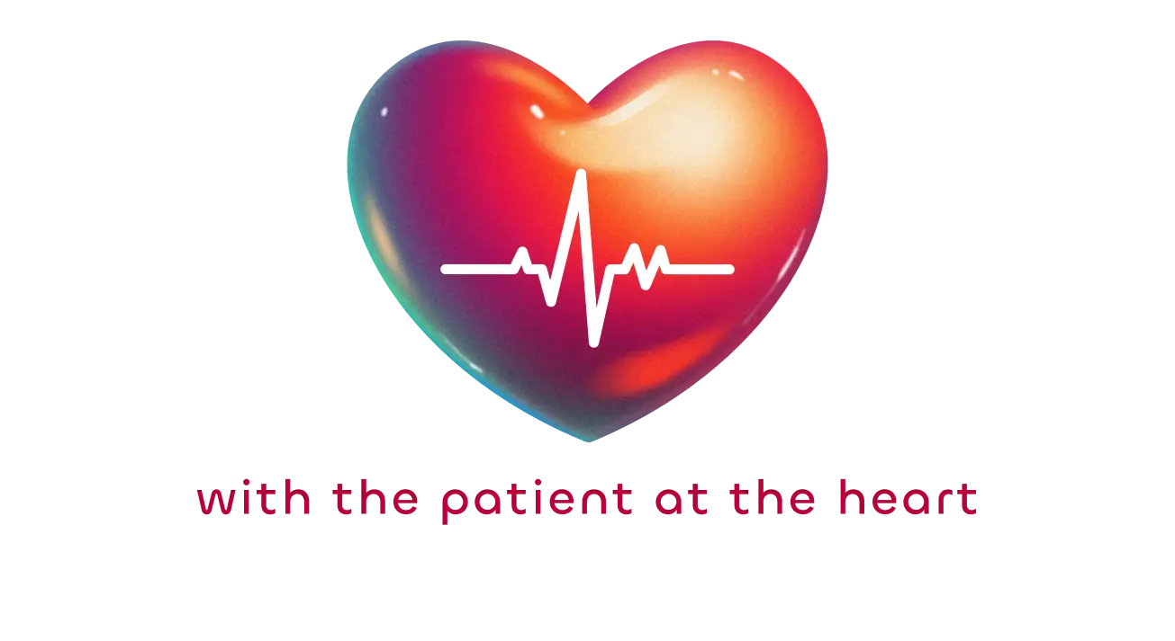 3D graphic of heart with EKG heartbeat line