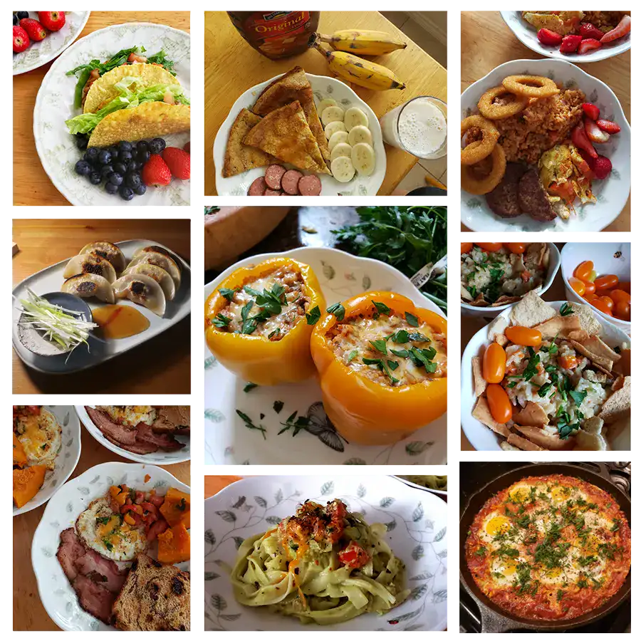 Collage of various homemade foods